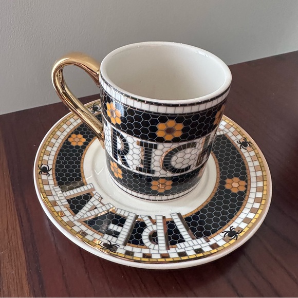 Anthropologie The Bistro Tile Stoneware Espresso Cup: Halloween Edition - Picture 4 of 9
